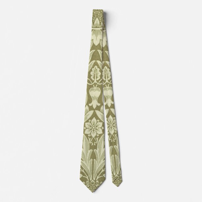Cravate Tournesol William Morris Vintage Olive Damask (Devant)