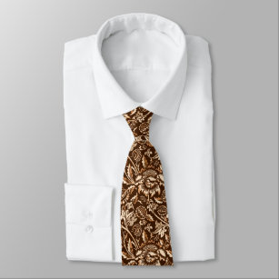 Cravate Tournesols de William Morris, brun chocolat et