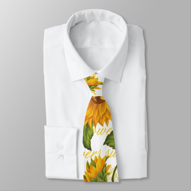 Cravate Tournesols et texte (Attaché)