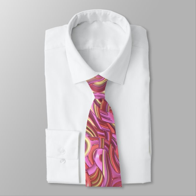 Cravate Tournures 3D colorées psychédéliques   (Attaché)