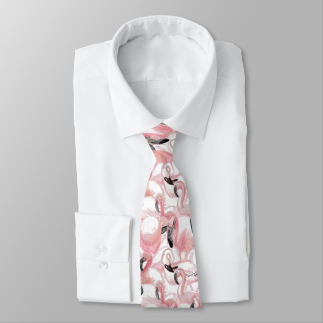 Cravate Tous les Flamants roses - motif (Attaché)