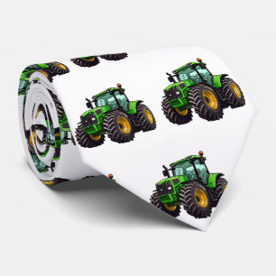 Cravate Tracteur de ferme vert pour hommes