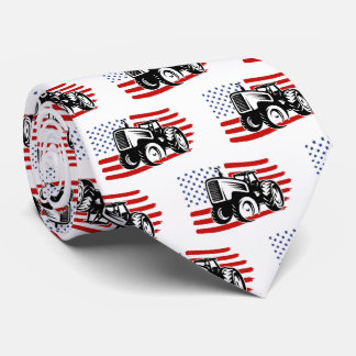 Cravate Tracteur de la ferme Drapeau américain pour hommes