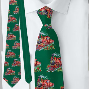 Cravate Train à vapeur rouge sur Green Festive