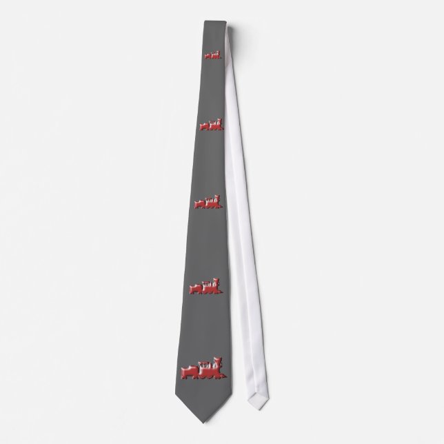 Cravate Train Necktie, Rouge Embossé Train Design (Devant)