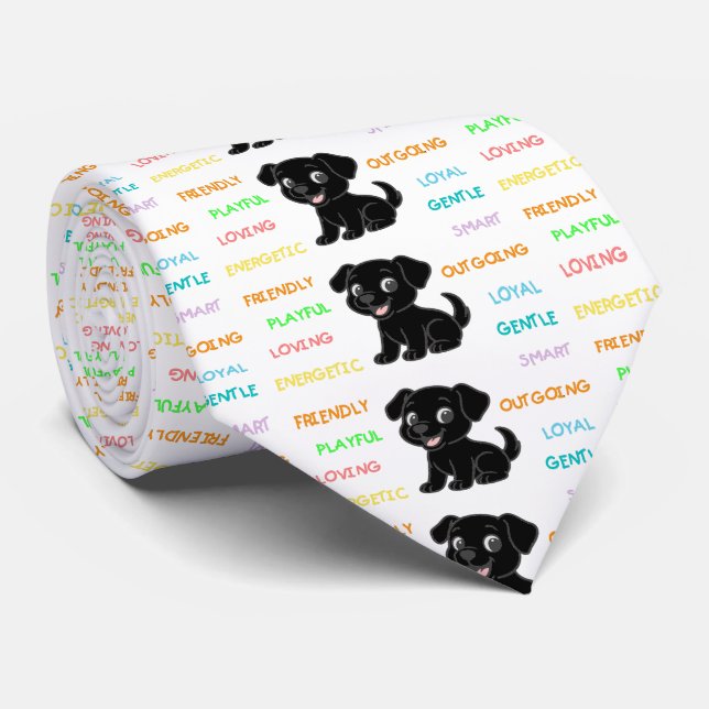 Cravate Traits de Labradors Retrievers noirs (Roulé)