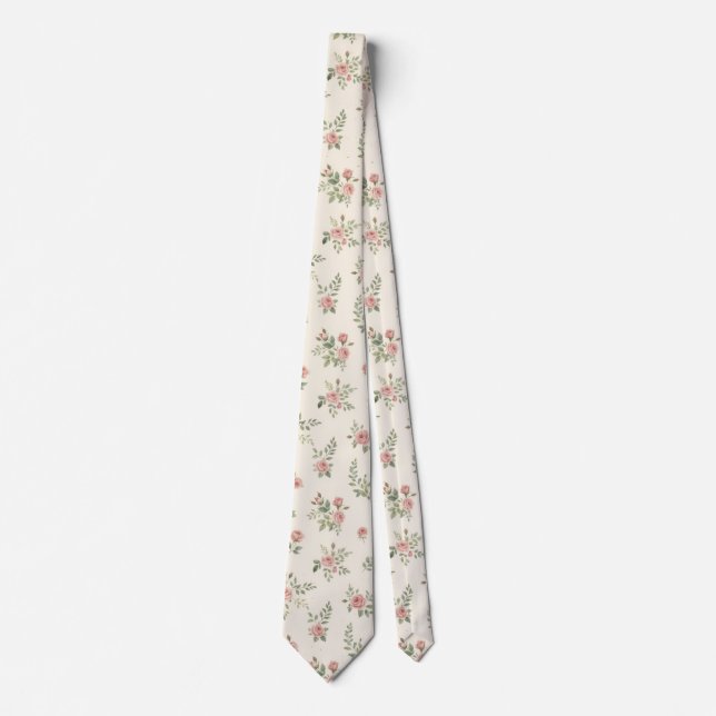 Cravate travée florale conçue avec des fleurs (Devant)