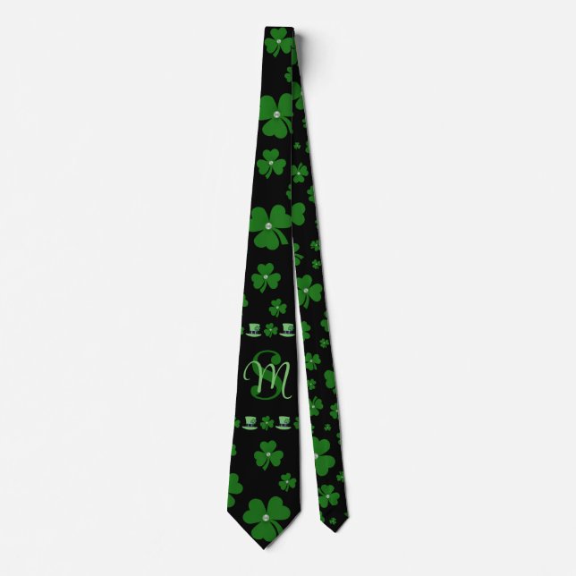Cravate Trèfle personnalisé de la Saint-Patrick sur fond n (Devant)