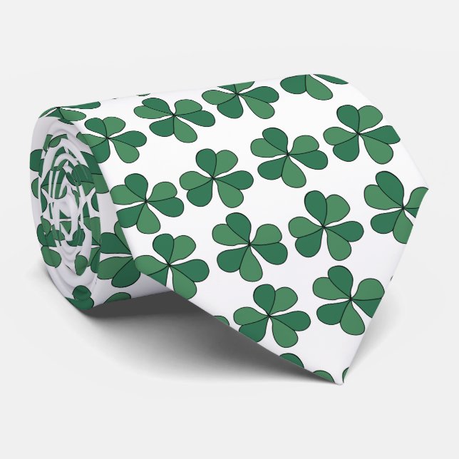 Cravate Trèfle Trèfle à Trois Feuilles Motif Vert Chanceux (Roulé)