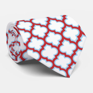 Cravate Trellis blanc et rouge, treillis, Quatrefoil