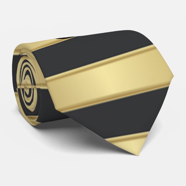 Cravate Trendy Gold Stripes, Lèvres, Baiser rouge (Roulé)