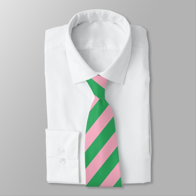 Cravate Trendy Green et Rose Diagonal Stripes (Attaché)
