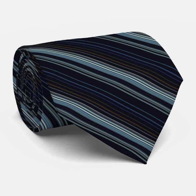 Cravate Trendy Navy et Gold Multicolor Stripes (Roulé)