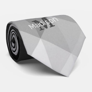 Cravate Triangle gris carré géométrique motif Monogramme