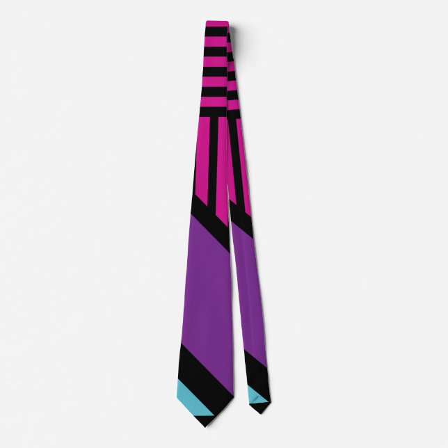 Cravate Triangle - rose, pourpre, bleu et noir (Devant)