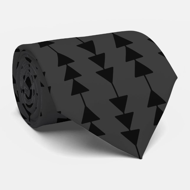 Cravate Triangles à pendage noir moderne et élégant sur fu (Roulé)