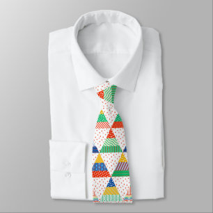 Cravate Triangles de Noël colorés en patchwork festif