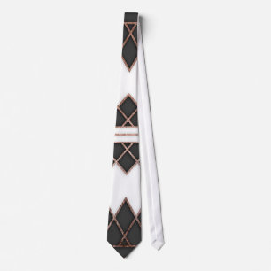 Cravate Triangles noires et blanches d'or rose chic