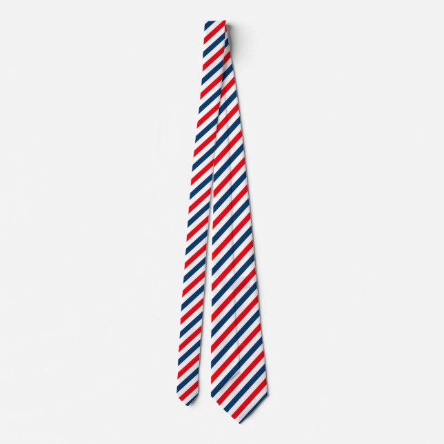 Cravate Tricolor Diagonal Lines (bleu, blanc, rouge) (Dos)