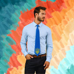 Cravate Trident doré de l'Ukraine bleu<br><div class="desc">Trident d'or de l'Ukraine cravate bleu</div>