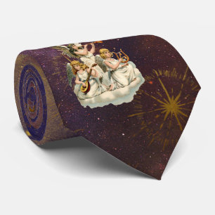 Cravate Trio de ciel étoilé pourpre d'anges de Musicial