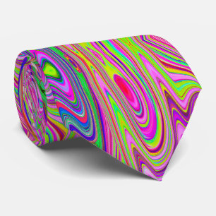 Cravate Trippy Jaune et rose Abstrait Art rétro Super