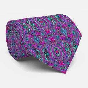 Cravate Trippy Retro Magenta, bleu et vert Abstrait
