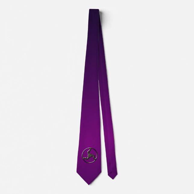 Cravate Triskelion Pentacle Symbole Ancien Mystique Violet (Devant)