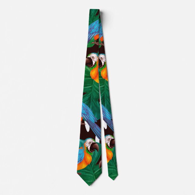 Cravate Tropical Birds Pattern (Devant)