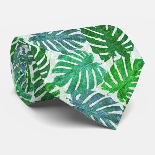 Cravate Tropical monstera leaves