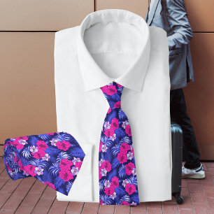Cravate Tropical rose et violet