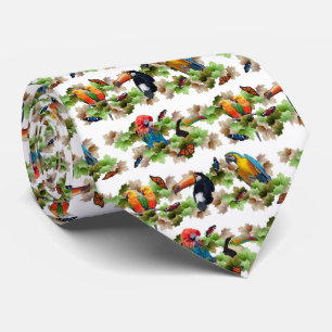 Cravate Tropical Tie Impression Double Face (Blanc)