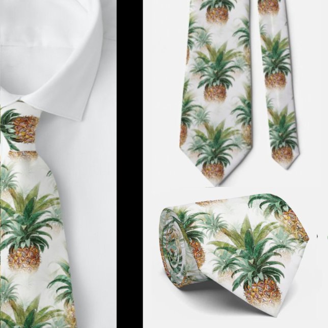 Cravate Tropicale Ananas Verdure Aloha Hawaï Hawaïen (Créateur téléchargé)