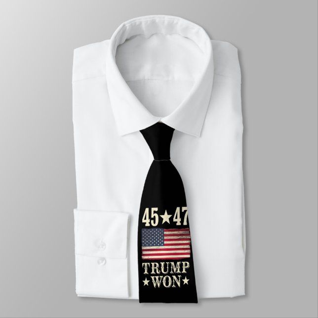 Cravate Trump a gagné 2024 45 47e Président Drapeau États- (Attaché)