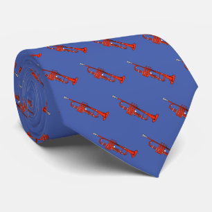 Cravate Trumpet rouge Motif sur Ocean Blue
