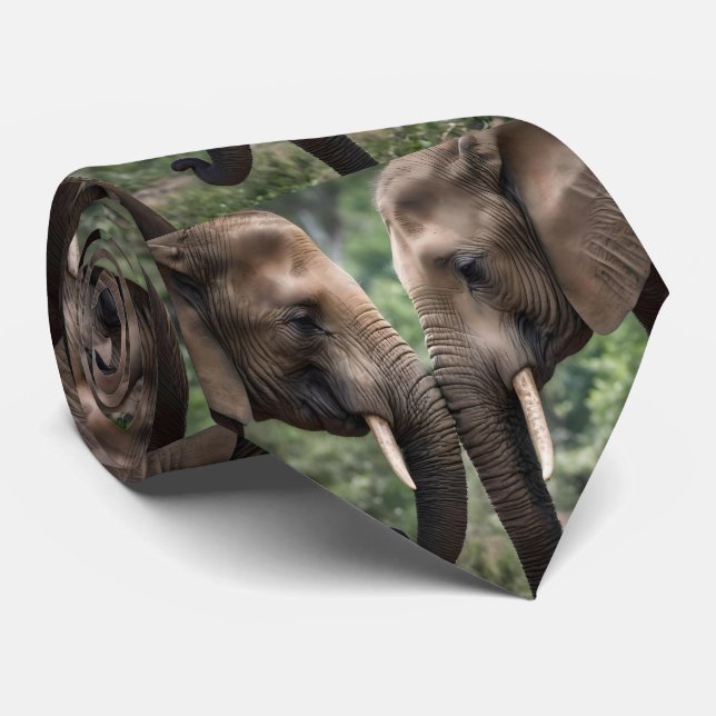 Cravate "Trunk to Trunk : A Gentle Elephant Embrasser" (Roulé)