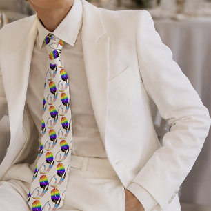 Cravate Tulipe arc-en-ciel minimaliste vibrant LGBTQ+ 