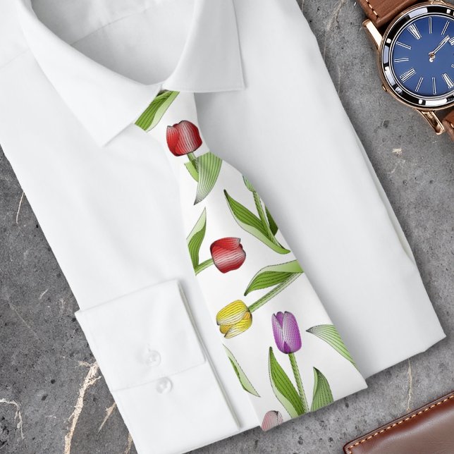 Cravate Tulipe Fleur Colorée Moderne (Créateur téléchargé)