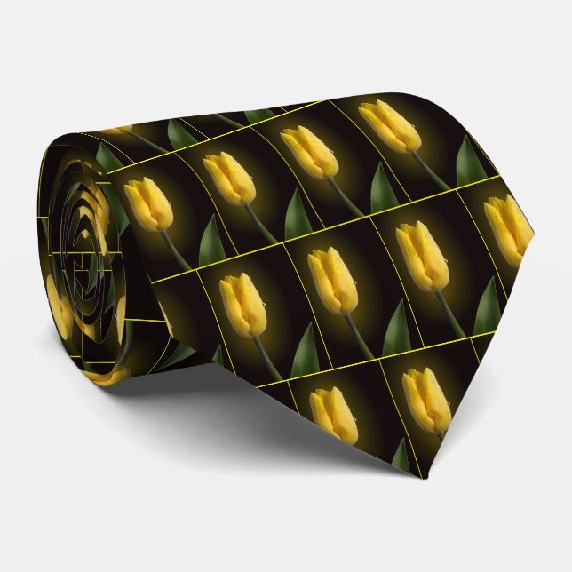 Cravate Tulipe jaune élégante (Roulé)