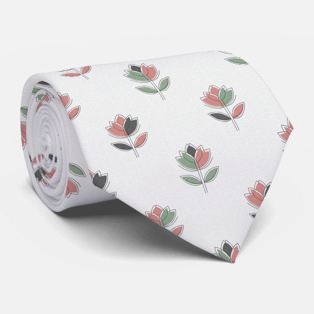 Cravate Tulipe Moderne Floral Minimaliste  (Roulé)