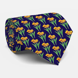 Cravate Tulipes sur Bleu