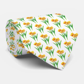 Cravate Tulipes sur fond blanc