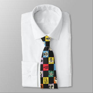 Cravate TUNES LOONEY™ en noir et blanc en Checker coloré