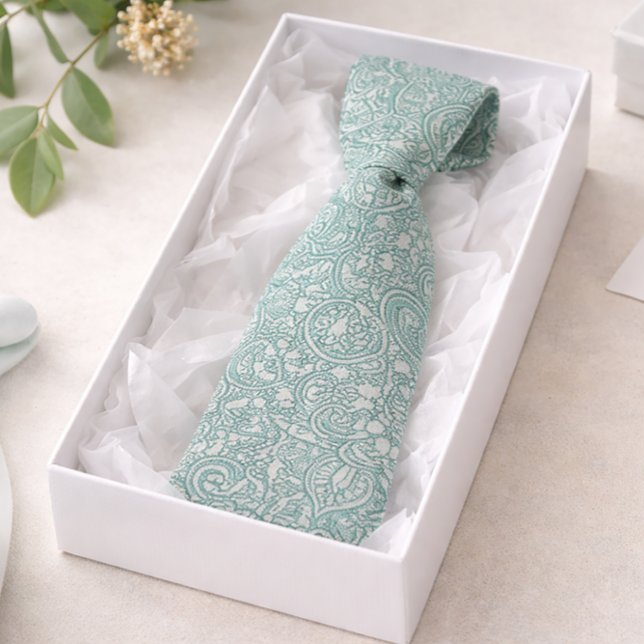 Cravate Turquoise Blue Paisley (Créateur téléchargé)
