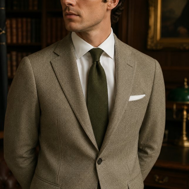 Cravate Tweed à chevrons vert chasse (Créateur téléchargé)