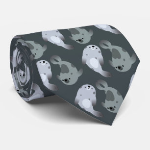 Cravate Two Cute Playful Cartoon Harp Seals Tie