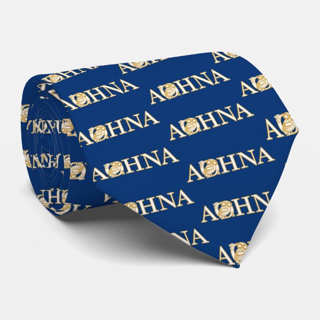 Cravate Typographie d'Athènes avec Chouette Athènes antiqu (Roulé)