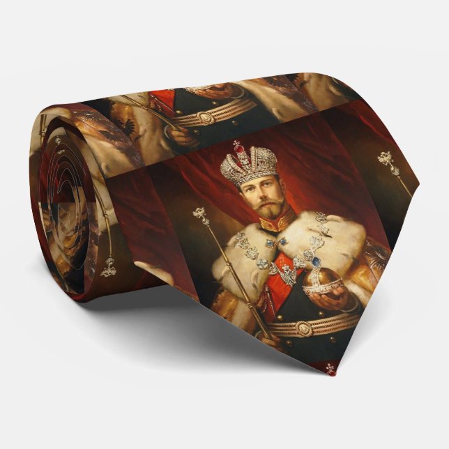 Cravate Tzar Nicolas II L'empereur Romanov de Russie (Roulé)