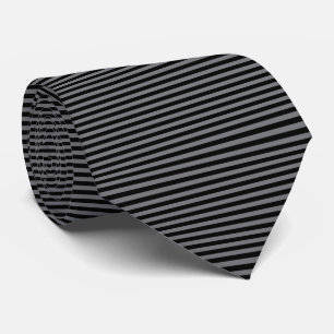 Cravate Ultra Mince Rayures Noires et Grises Hypnotiques
