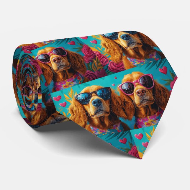 Cravate Un couteau rouge irlandais avec coeur Roses Saint- (Roulé)